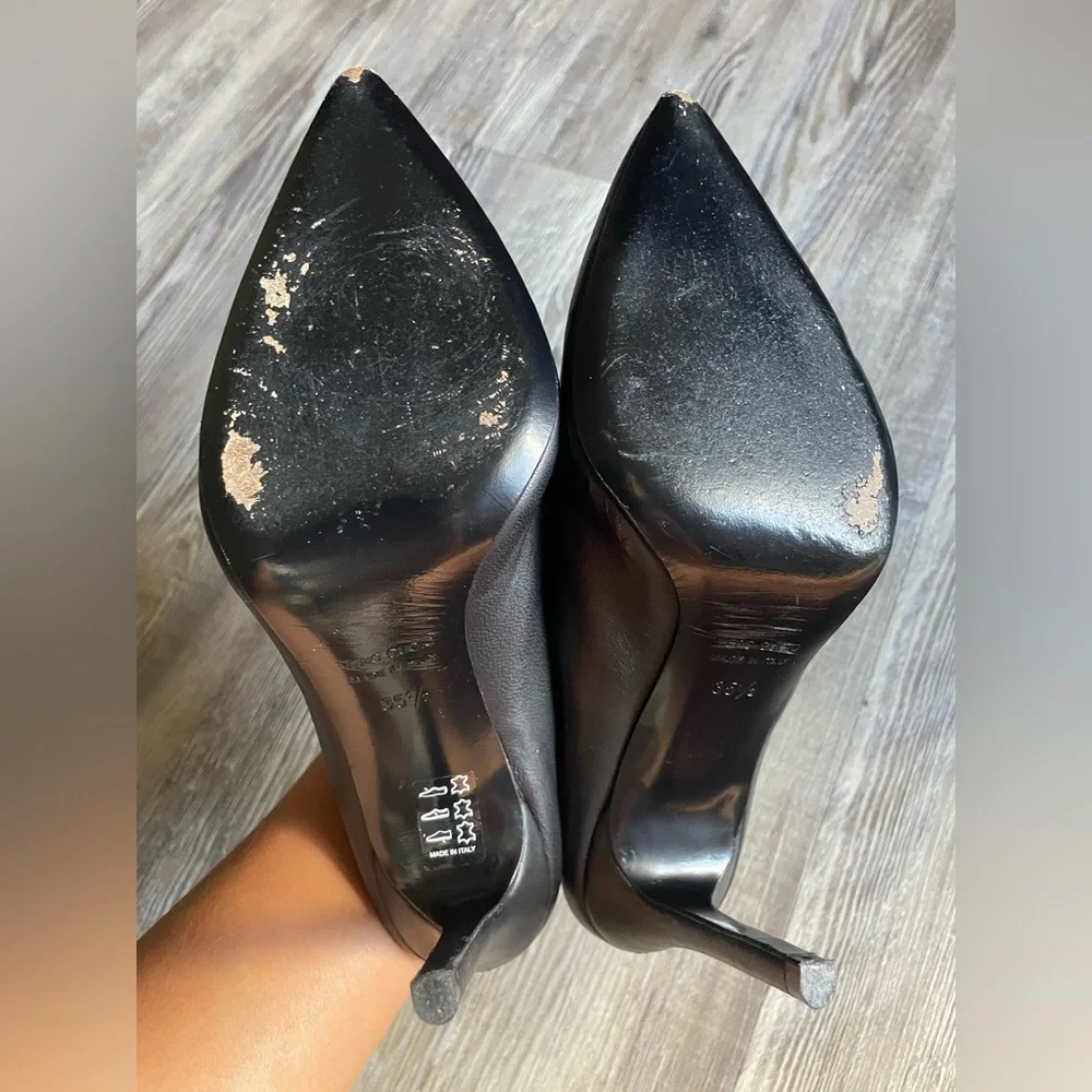 Barneys New York Black Lace-Up Heels